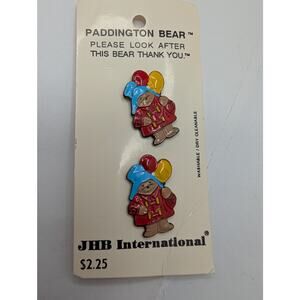 Vtg 1993 Paddington Bear JHB International Enamel Pin Set of 2 Balloons USA Made